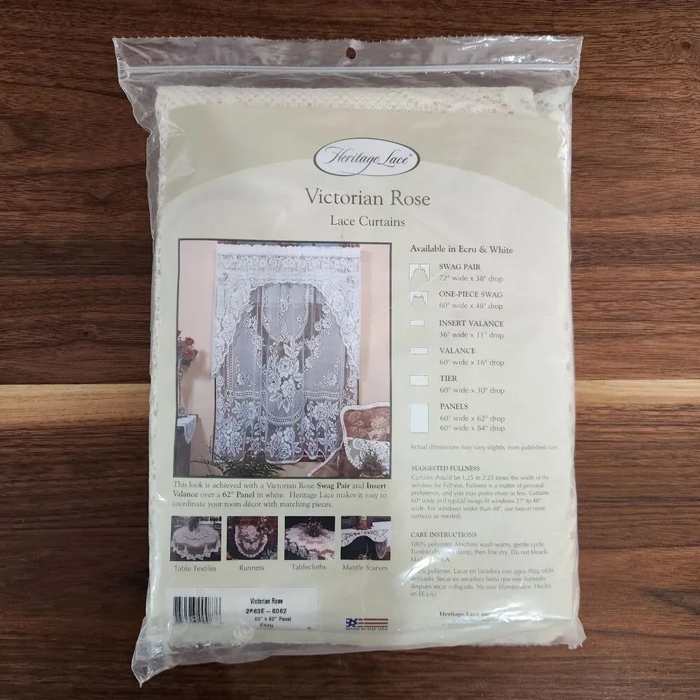 Heritage Lace Victorian Rose Lace Curtains #2860E-6062 60x62